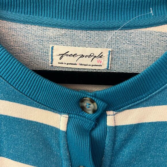 Free People Blue Classic Striped Cardigan NEW - Picture 5 of 6